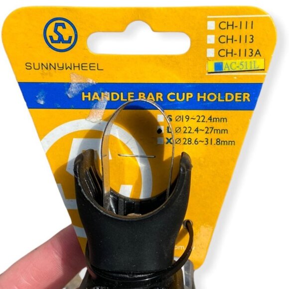 NWT Bicycle Handlebar Cup Holder Silver Black Size 22.4mm to 27mm New‎ With Tags - Picture 2 of 3